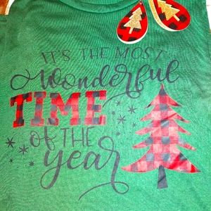 Christmas T Shirt with Christmas Earrings